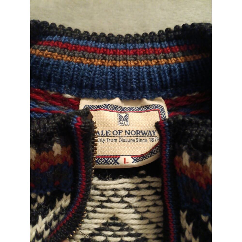 VTG Dale of Norway Norge 2000 Wool Quarter Zip Sweater Men's L Fair Isle Nordic - Picture 2 of 12